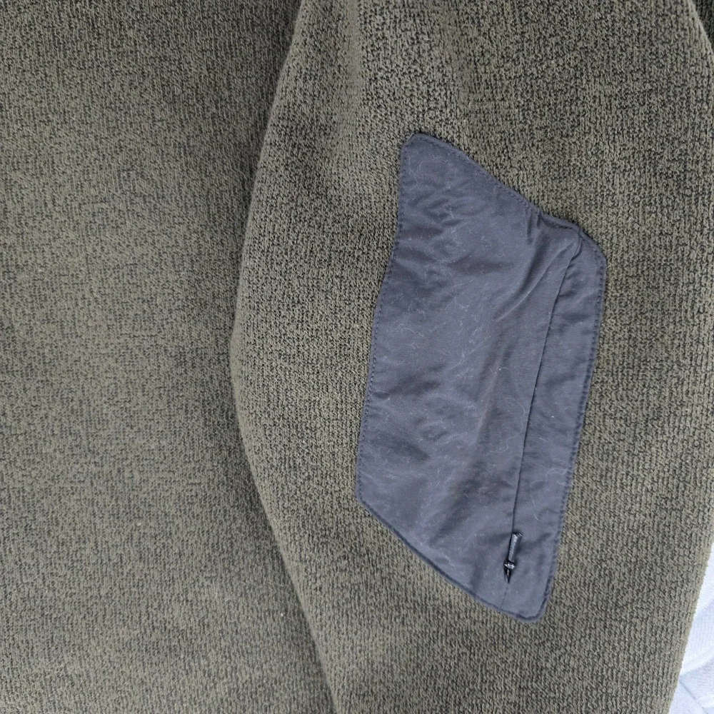ExOfficio Mens L‎ Olive Green Fleece Henley Pullover Sleeve Pocket Sweater